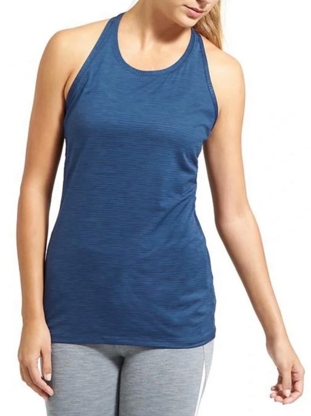 Athleta High Neck Shadow Stripe Chi Tank